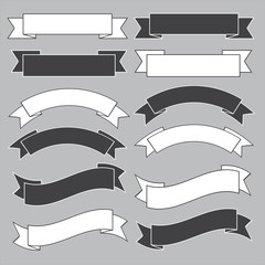 Wall Mural - old ribbon banner ,black and white.