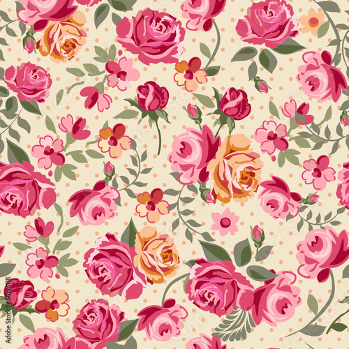 Naklejka na drzwi classic vector roses seamless background