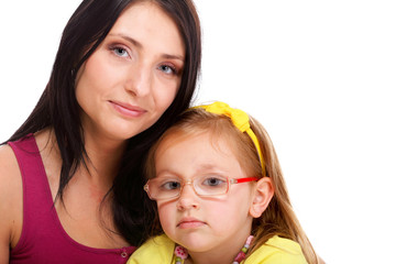 Wall Mural - bright picture of happy mother and little girl