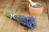 Fototapeta  - Pestle and mortar with lavender