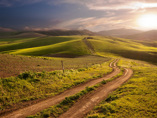 Rural Landscape At The Sunset