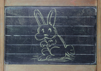 Wall Mural - Easter Rabbit on blackboard