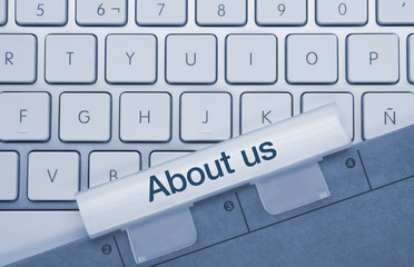 Poster - About us keyboard and folder