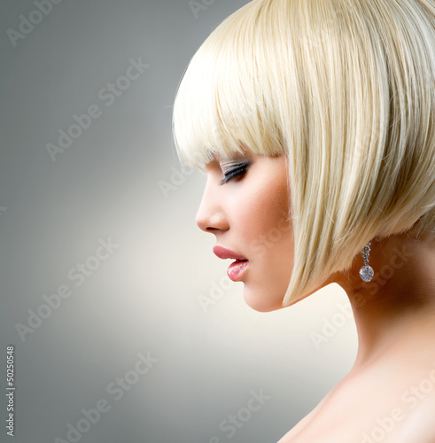 Fototapeta na wymiar Beautiful Model with Short Blond hair