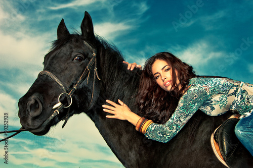 Naklejka dekoracyjna woman and horse