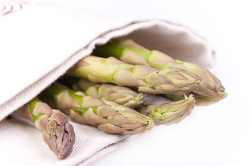 asparagus wrapped  with table cloth