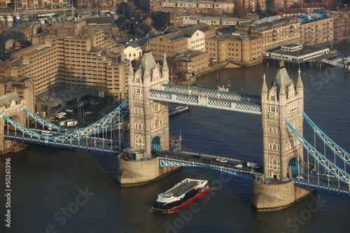 Fototapeta na wymiar Tower Bridge with boat in London, England