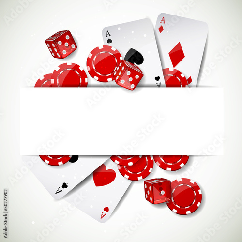 Fotografie, Obraz Vector Illustration of a Background with Casino Elements
