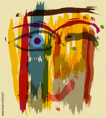 Fototapeta na wymiar women's face, abstract , vector illustration