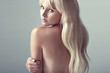 canvas print picture - Cute blonde lady with soft skin