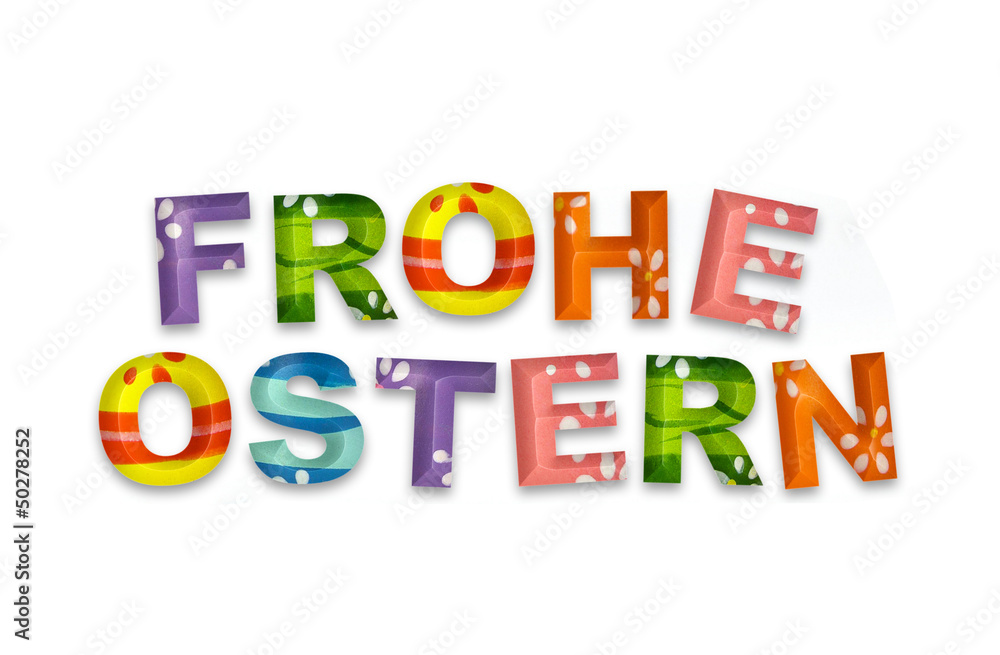 Poster Frohe Ostern 3d Buchstaben Auf Weißem Hintergrund - Poster-stockpics