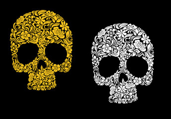 Wall Mural - Floral skull in retro style