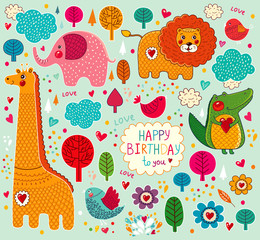 Wall Mural - Vector Happy Birthday card