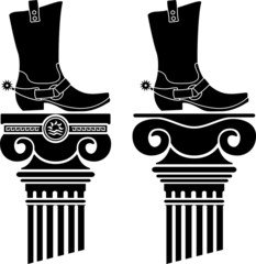 Wall Mural - columns and boots with spurs. stencils