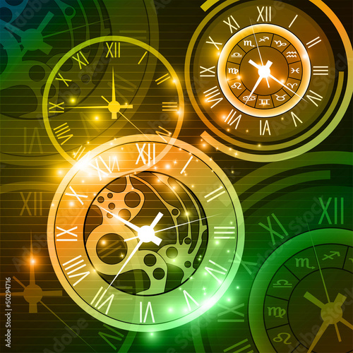 Naklejka - mata magnetyczna na lodówkę abstract clock background 