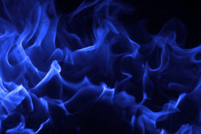 Blue Fire On Black Background