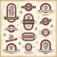 Vintage Grapes Labels Set