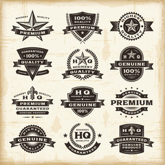 vintage premium quality labels set