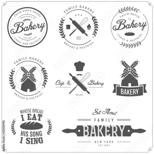Fotografie, Obraz Set of bakery labels, badges and design elements