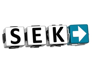 Aufkleber - 3D Swedish Krona Currency SEK Button Click Here Block Text