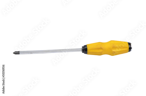 Fotografie, Obraz Old and dirty screwdriver, isolated on white background