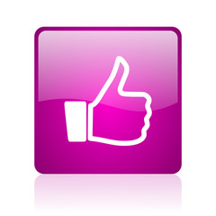 Poster - thumb up violet square web glossy icon