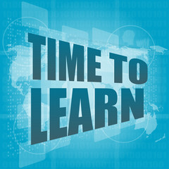 Poster - illustration of touch screen with time to learn words