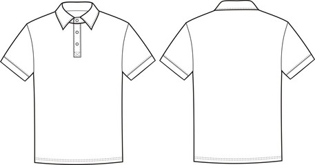 Poster - Vector illustration of polo t-shirt. Front and back views