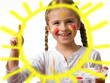 Summer joy, creative child painting sun