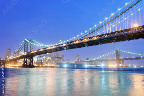 Naklejka na drzwi Brooklyn and Manhattan bridge