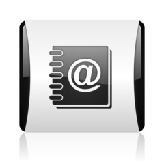 Poster - address book black and white square web glossy icon