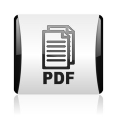 Poster - pdf black and white square web glossy icon