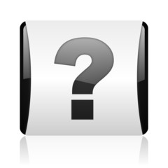 Poster - question mark black and white square web glossy icon