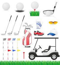 Set Golf Icons Vector Illustration