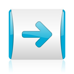 Sticker - arrow right blue and white square web glossy icon