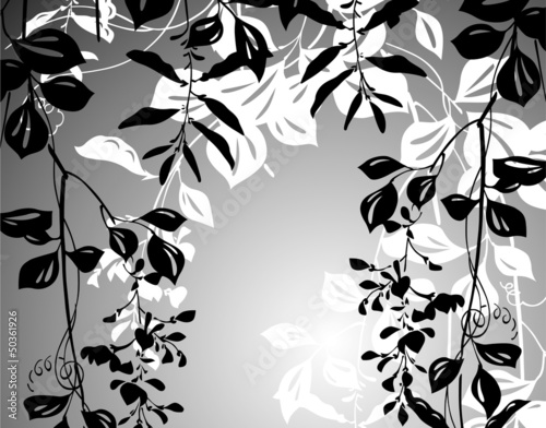 Naklejka dekoracyjna Czarno-biały wzór roślinny