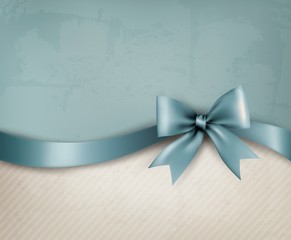 Wall Mural - Holiday background with old_paper and gift bow and ribbon. Vecto
