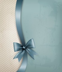 Wall Mural - Holiday background with old_paper and gift bow and ribbon. Vecto
