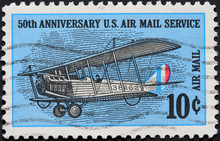 Old Airmail Stamp With Biplane