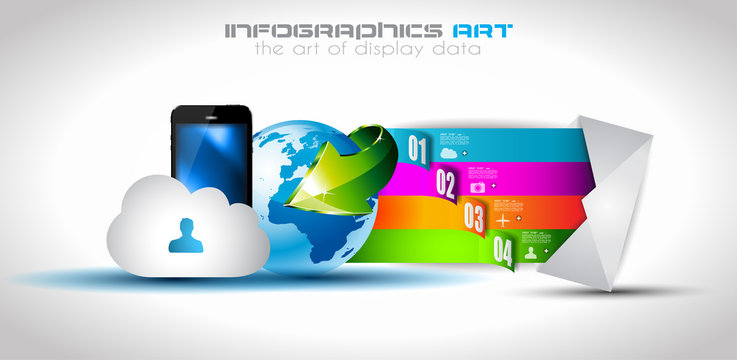 Infographic design template with paper tags.