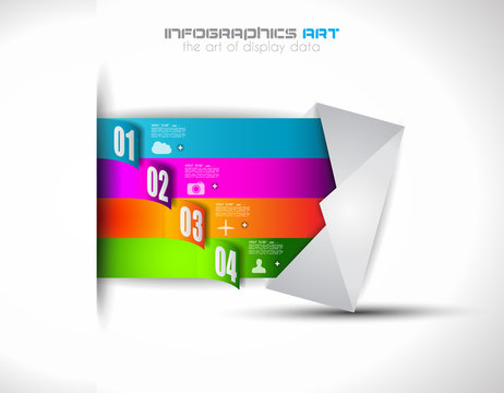 Infographic design template with paper tags.