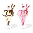 Ice cream sundae illustration, vector