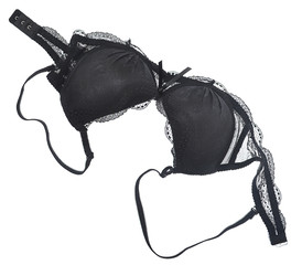 Female black lace bra isolated on white background
