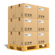 Cardboard Boxes On Shipping Pallet