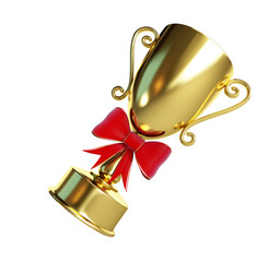 Sticker - gift gold trophy cup 3d Illustrations on a white background