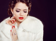 © Victoria Andreas - Glamour portrait of beautiful woman model  in luxury fur coat ov