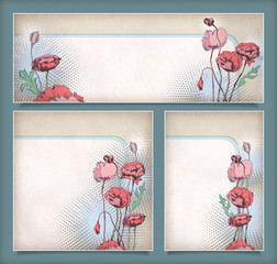 Wall Mural - Vintage flower banners in different layout set