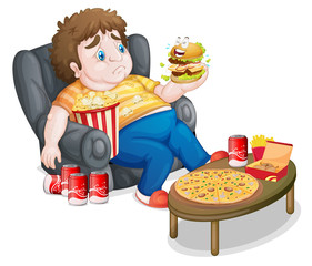 Canvas Print - A fat boy eating