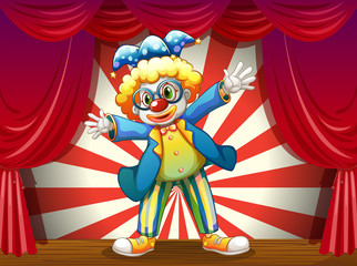 Poster - A stage with a funny clown