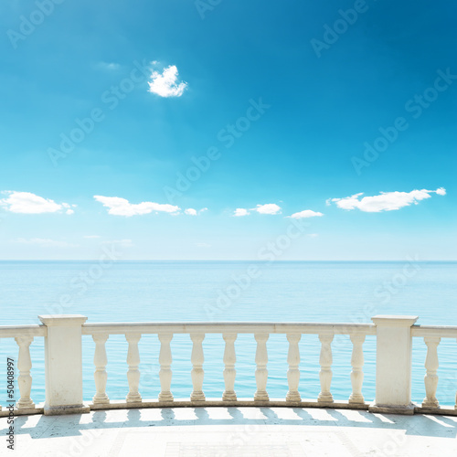 Obraz w ramie balcony near sea under deep blue sky